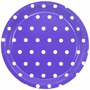 Тарелки большие Горошек фиолетовые 23 см 6 шт (1502-3923)