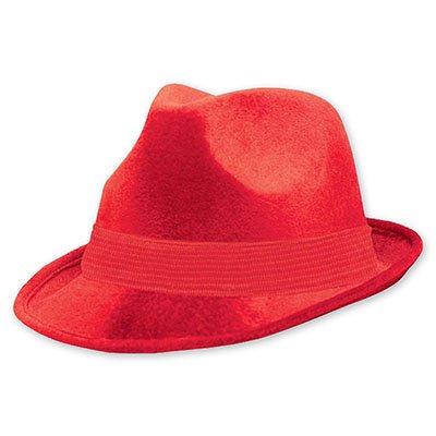 Шляпа-федора велюр Красная (1501-2191)
