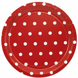 Тарелки большие Горошек красные 23 см 6 шт (1502-3925)