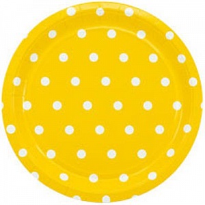 Тарелки большие Горошек желтые 23 см 6 шт (1502-3920)